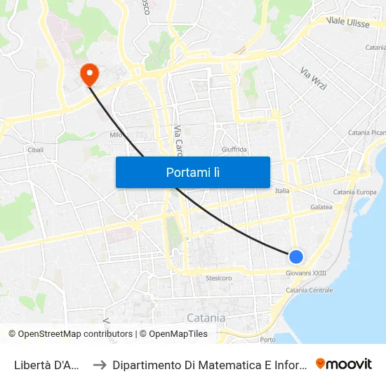 Libertà D'Amico to Dipartimento Di Matematica E Informatica map