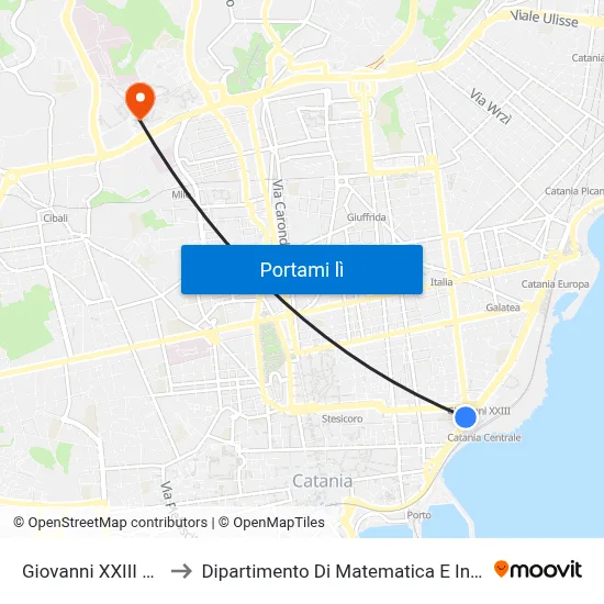 Giovanni XXIII Sturzo to Dipartimento Di Matematica E Informatica map