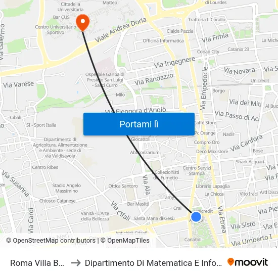 Roma Villa Bellini to Dipartimento Di Matematica E Informatica map