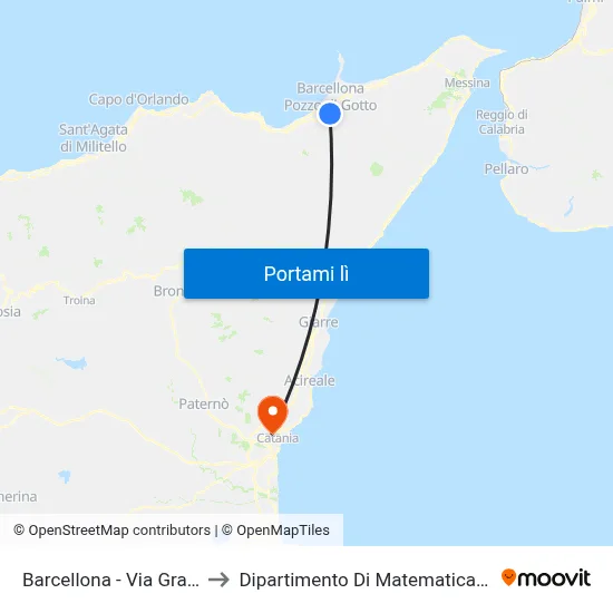 Barcellona - Via Gramsci Cap. to Dipartimento Di Matematica E Informatica map