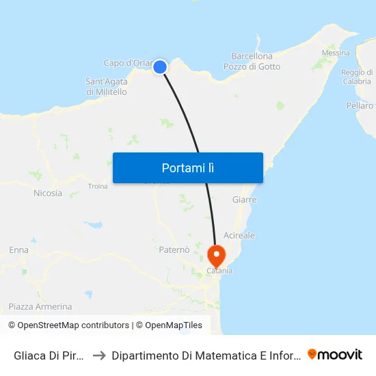 Gliaca Di Piraino to Dipartimento Di Matematica E Informatica map
