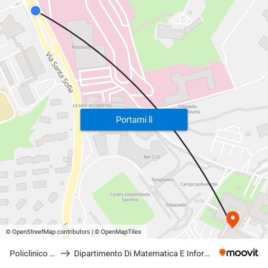 Policlinico Est to Dipartimento Di Matematica E Informatica map