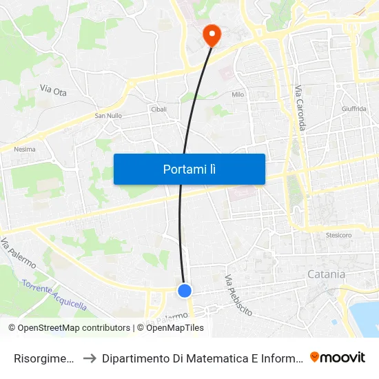Risorgimento to Dipartimento Di Matematica E Informatica map