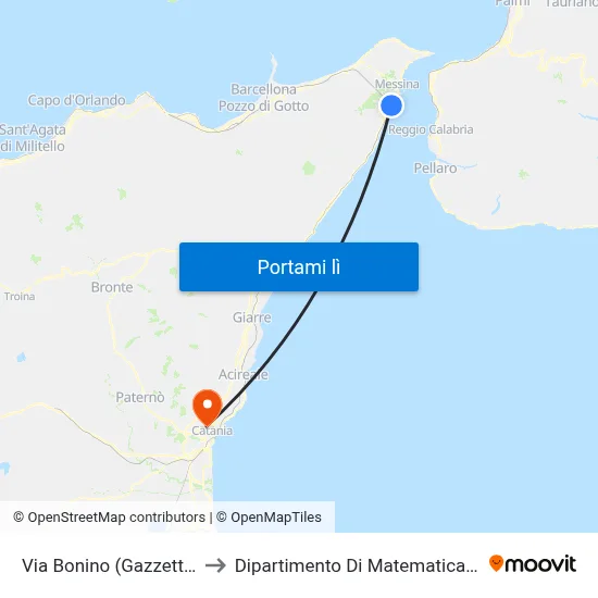 Via Bonino (Gazzetta Del Sud) to Dipartimento Di Matematica E Informatica map