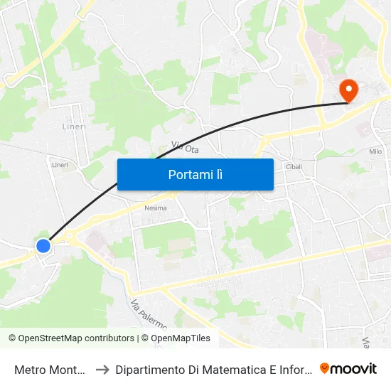 Metro Monte Po to Dipartimento Di Matematica E Informatica map