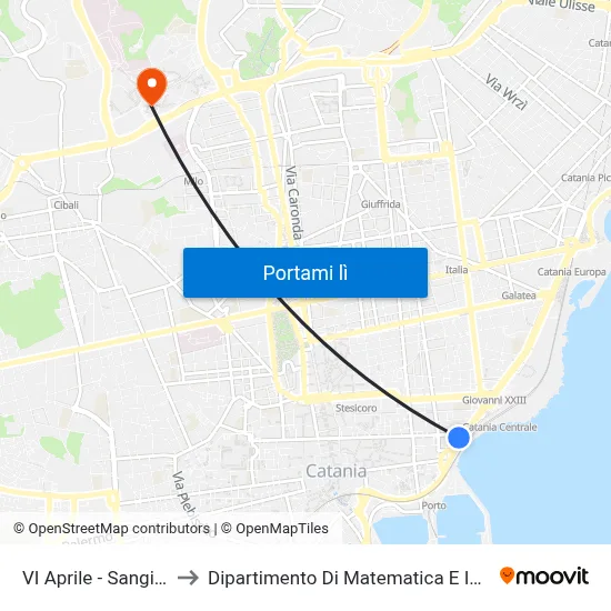 VI Aprile - Sangiuliano to Dipartimento Di Matematica E Informatica map