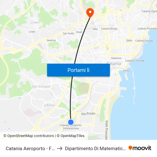 Catania Aeroporto - Fontanarossa to Dipartimento Di Matematica E Informatica map