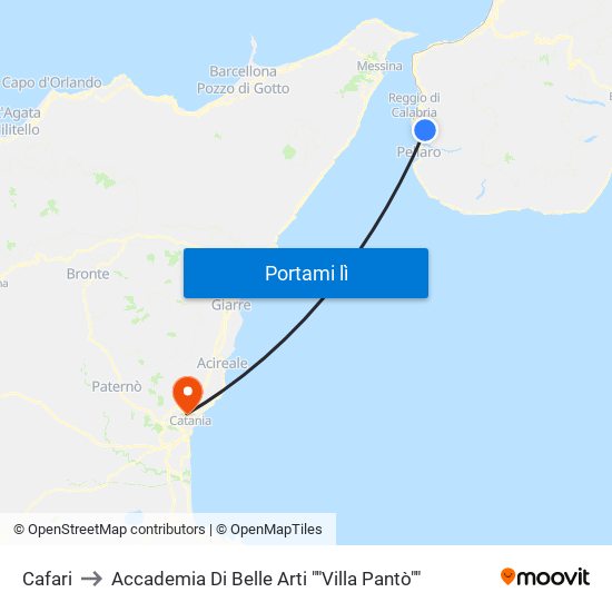 Cafari to Accademia Di Belle Arti ""Villa Pantò"" map