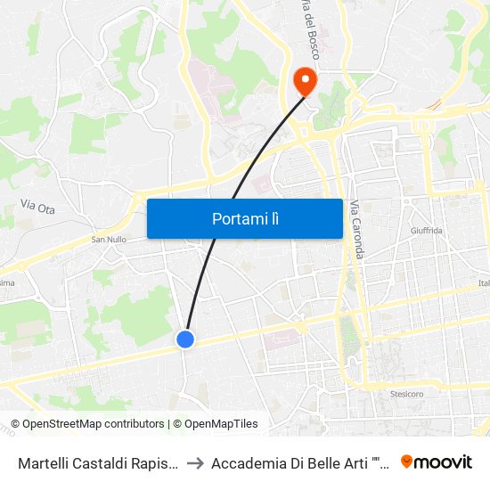 Martelli Castaldi Rapisardi Ovest to Accademia Di Belle Arti ""Villa Pantò"" map