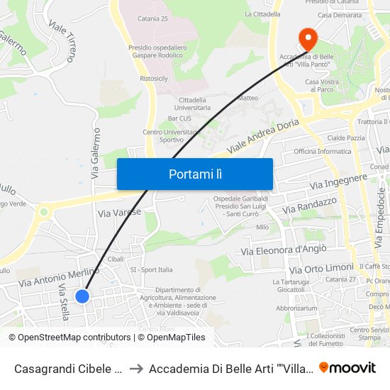 Casagrandi Cibele Ovest to Accademia Di Belle Arti ""Villa Pantò"" map