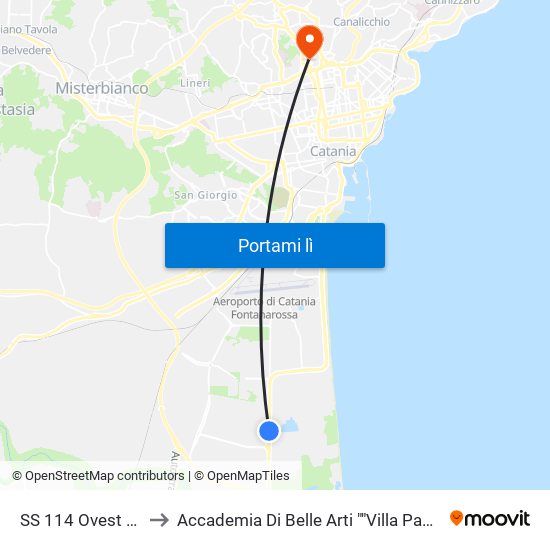 SS 114 Ovest (1) to Accademia Di Belle Arti ""Villa Pantò"" map