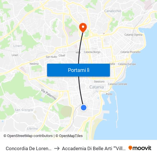 Concordia De Lorenzo Sud to Accademia Di Belle Arti ""Villa Pantò"" map