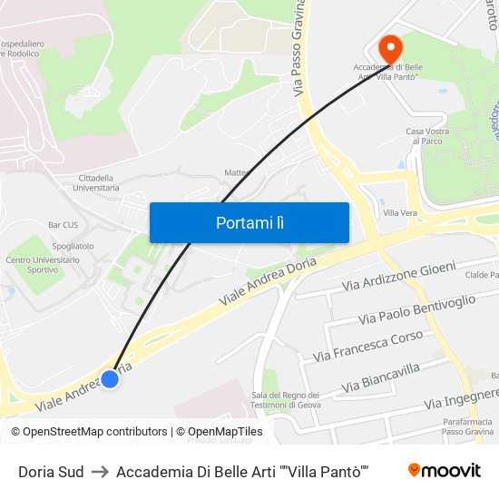 Doria Sud to Accademia Di Belle Arti ""Villa Pantò"" map