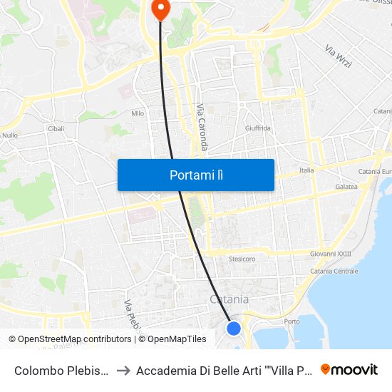 Colombo Plebiscito to Accademia Di Belle Arti ""Villa Pantò"" map