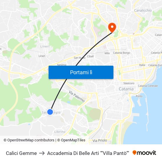 Calici Gemme to Accademia Di Belle Arti ""Villa Pantò"" map