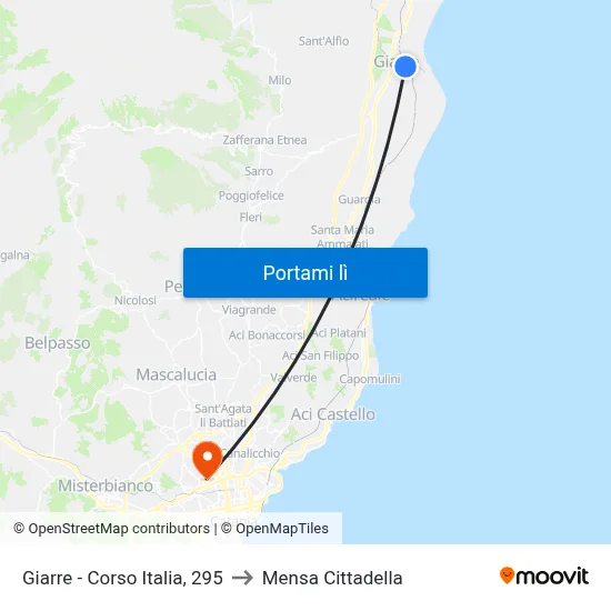 Giarre - Corso Italia, 295 to Mensa Cittadella map
