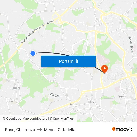 Rose, Chiarenza to Mensa Cittadella map