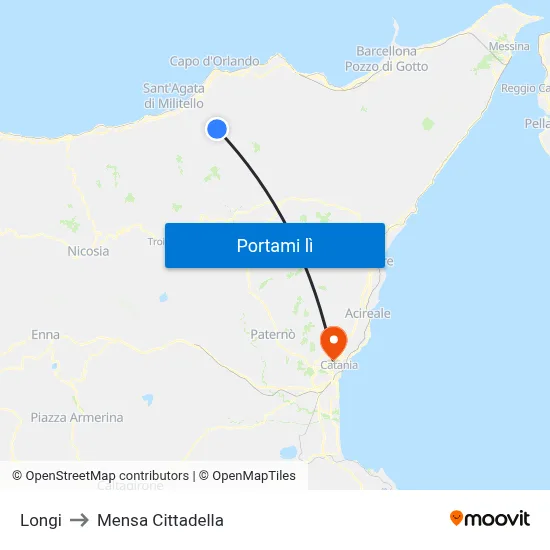 Longi to Mensa Cittadella map