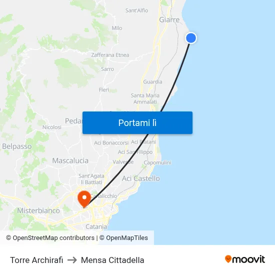 Torre Archirafi to Mensa Cittadella map