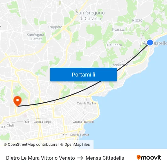 Dietro Le Mura Vittorio Veneto to Mensa Cittadella map