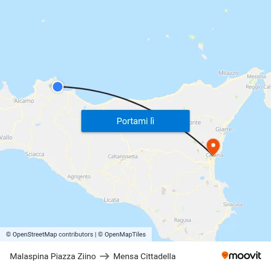 Malaspina Piazza Ziino to Mensa Cittadella map