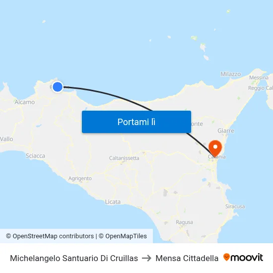 Michelangelo Santuario Di Cruillas to Mensa Cittadella map