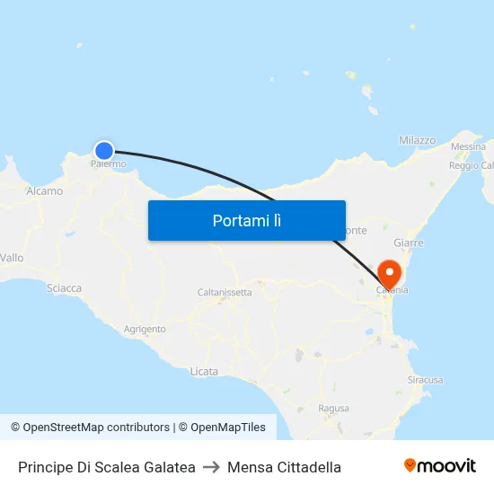 Principe Di Scalea Galatea to Mensa Cittadella map