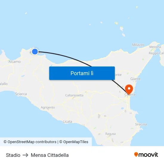 Stadio to Mensa Cittadella map