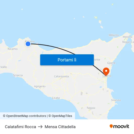Calatafimi Rocca to Mensa Cittadella map