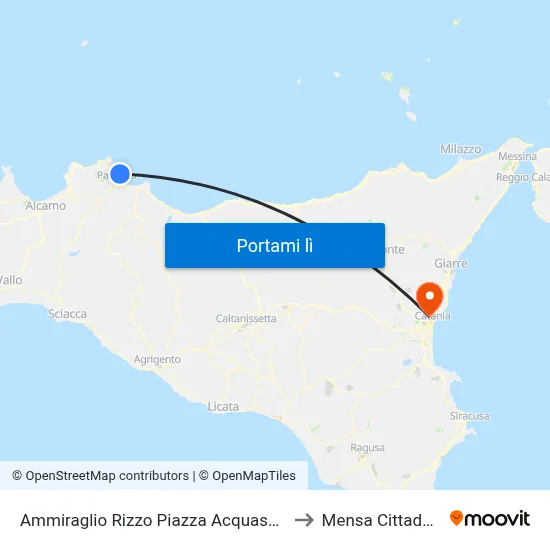 Ammiraglio Rizzo Piazza Acquasanta to Mensa Cittadella map