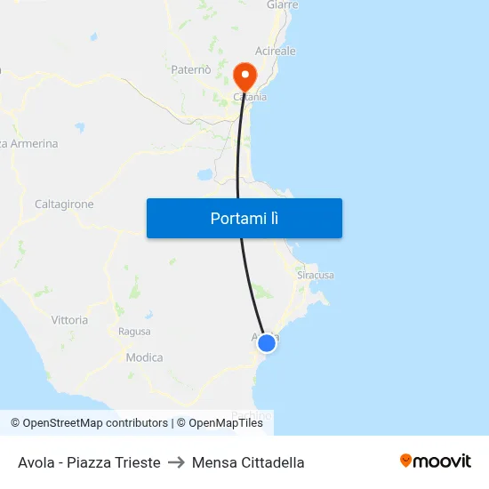Avola - Piazza Trieste to Mensa Cittadella map