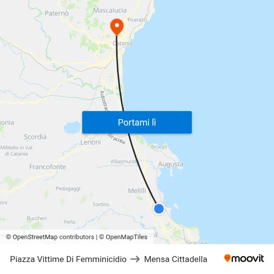 Piazza Vittime Di Femminicidio to Mensa Cittadella map