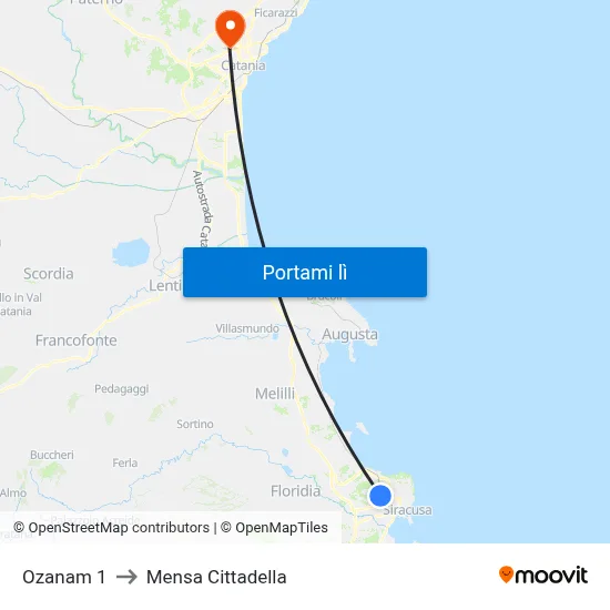 Ozanam 1 to Mensa Cittadella map