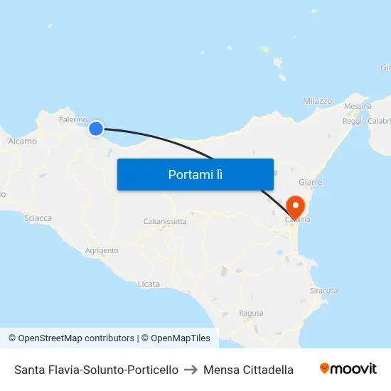 Santa Flavia-Solunto-Porticello to Mensa Cittadella map