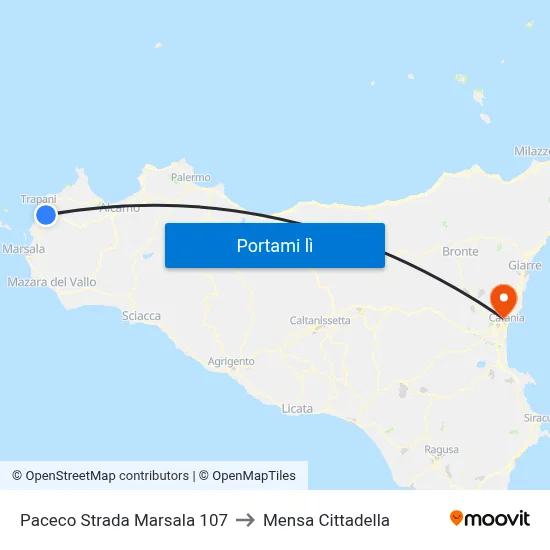 Paceco Strada Marsala 107 to Mensa Cittadella map