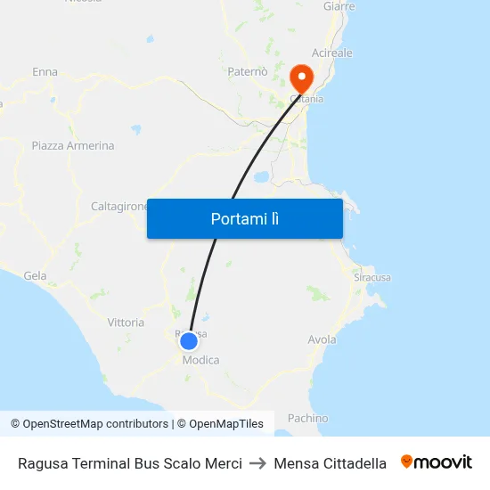 Ragusa Terminal Bus Scalo Merci to Mensa Cittadella map