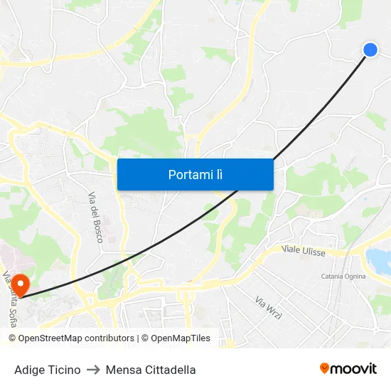 Adige Ticino to Mensa Cittadella map