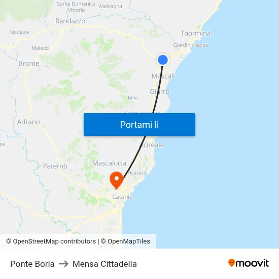 Ponte Boria to Mensa Cittadella map