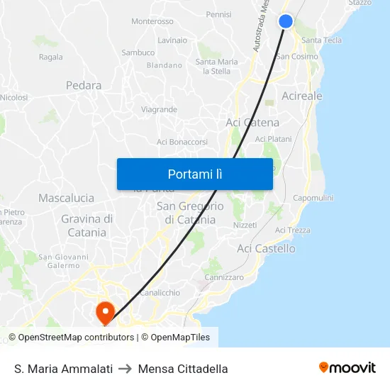 S. Maria Ammalati - Scuola to Mensa Cittadella map