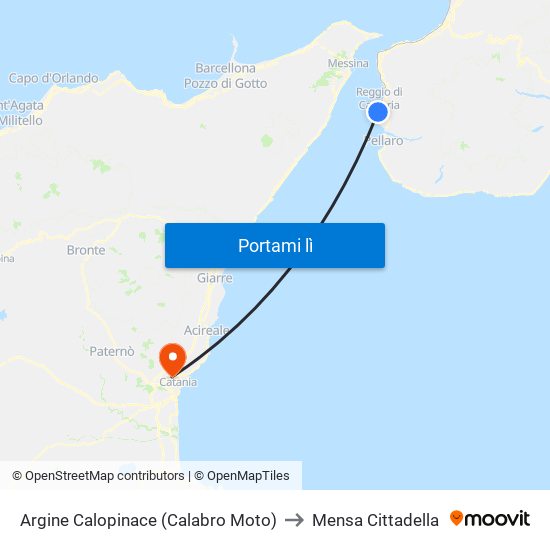 Argine  Calopinace (Calabro Moto) to Mensa Cittadella map