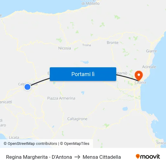 Regina Margherita - D'Antona to Mensa Cittadella map