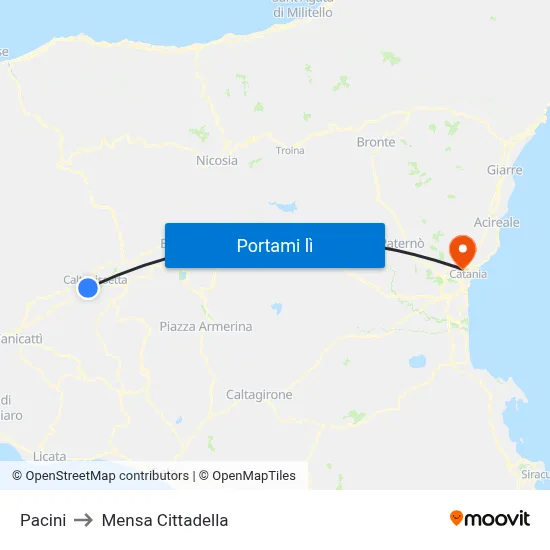 Pacini to Mensa Cittadella map