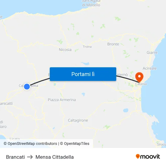 Brancati to Mensa Cittadella map