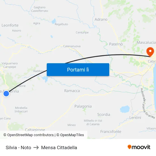 Silvia - Noto to Mensa Cittadella map