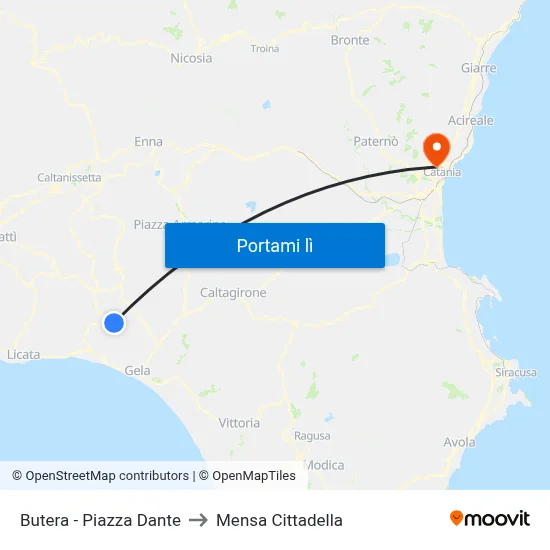 Butera - Piazza Dante to Mensa Cittadella map