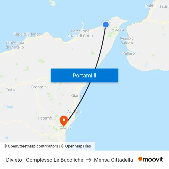 Divieto - Complesso Le Bucoliche to Mensa Cittadella map