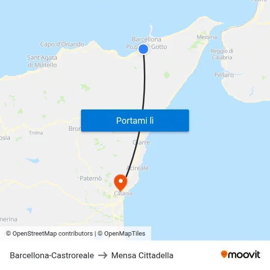 Barcellona-Castroreale to Mensa Cittadella map