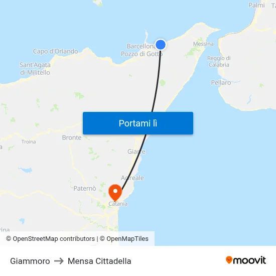 Giammoro to Mensa Cittadella map