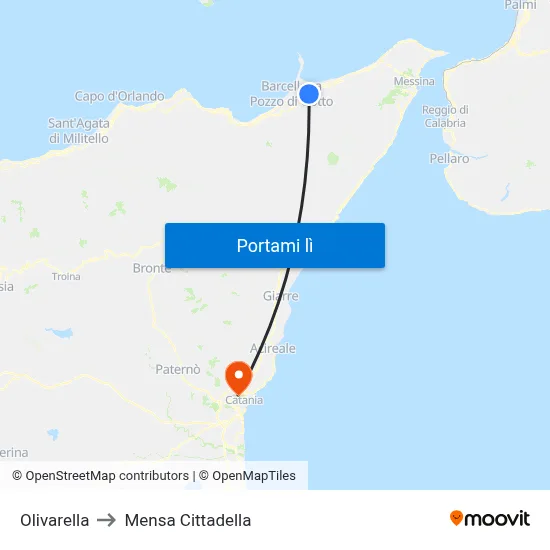 Olivarella to Mensa Cittadella map