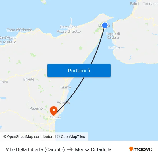 V.Le Della Libertà (Caronte) to Mensa Cittadella map